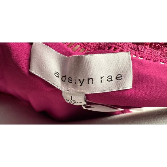 Adelyn Rae Women's Crochet Lace Crewneck Fit & Flare Party Dress Magenta Size L - Picture 10 of 13